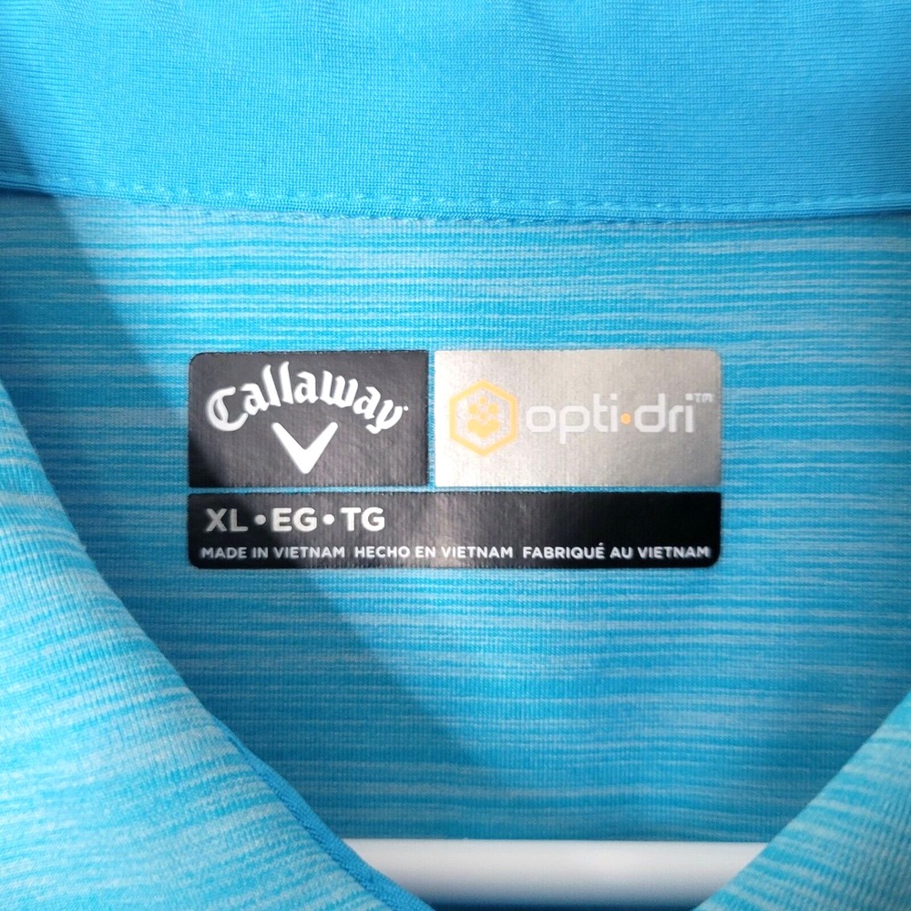 Callaway Men Size XL Blue Short Sleeve Opti Dri Polyester Blend Polo - Picture 2 of 7
